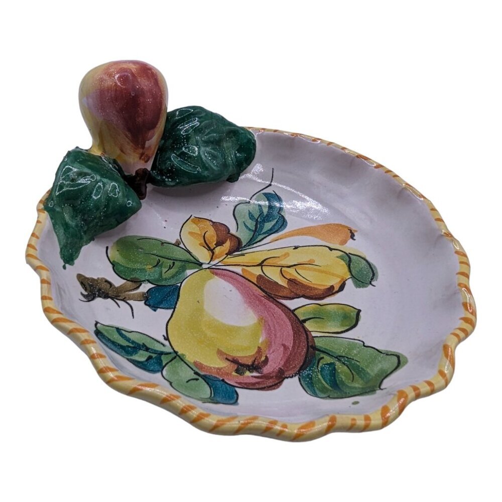 Italian Pottery Ceramic Pear Serving Dish for Olive Oil or Olives Italy